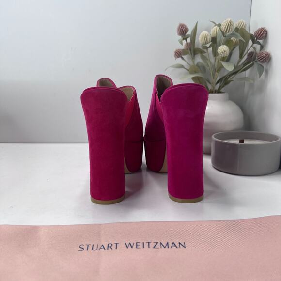 Stuwart Weitzman Skyhigh 145 Platform Slide Suede Azalea SD275 Women's US 9.5 B - Picture 4 of 11